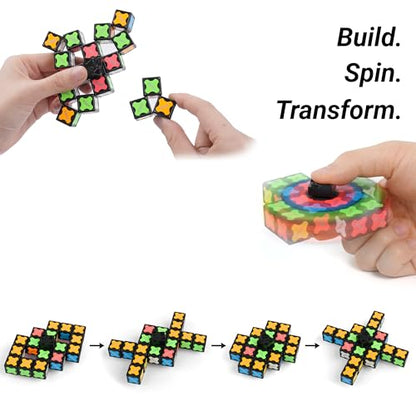 TOSY Magnet Fidget Spinner Glow - 16 Blocks, 3 in 1 Toy: Transformable Fidget Spinner, Infinity Cube, 2x2 Puzzle Cube, Glow, Stress Relief, STEM Magnet Tiles Birthday Gift for Kids/Boys/Girls/Adults - color: Glow B
