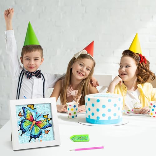 Libfx Diamond Art Kits for Kids with Frame Diamond Art for Girls Boys Beginners Arts and Crafts Ages 8-12 Birthday Gifts (Butterfly) - color: Butterfly