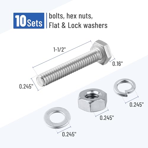Mr. Pen- Nuts and Bolts, 1/4"-20x1-1/2, 10 Sets - size: 1/4"-20x1-1/2
