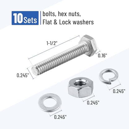 Mr. Pen- Nuts and Bolts, 1/4"-20x1-1/2, 10 Sets - size: 1/4"-20x1-1/2