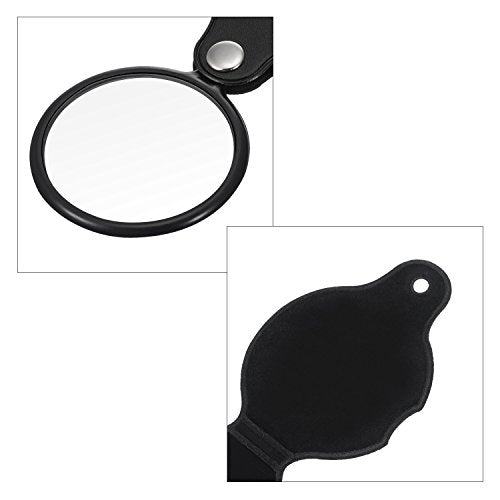 HESTYA 4 Pack 10X Mini Magnifying Glass Folding Pocket Magnifier Glass Loupe with Black Rotating Protective Holster for Reading Newspaper, Book, Magazine, Hobby, Jewelry