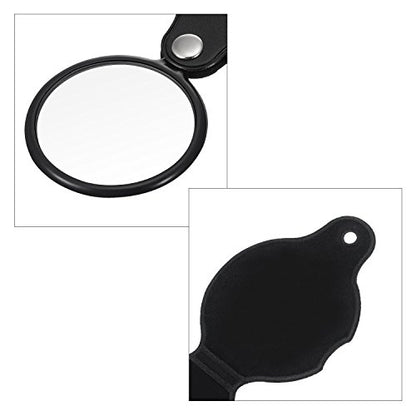 HESTYA 4 Pack 10X Mini Magnifying Glass Folding Pocket Magnifier Glass Loupe with Black Rotating Protective Holster for Reading Newspaper, Book, Magazine, Hobby, Jewelry