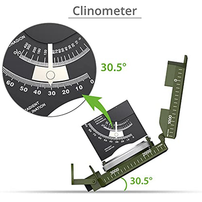 Proster Lensatic Sighting Compass IP65 Waterproof with Clinometer Bag - color: ArmyGreen