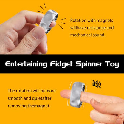 Magnetic Fidget Ring Spinner–DIY Mechanical EDC Toy for Adults - color: Black