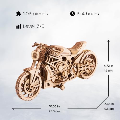 Wood Trick Motorcycle 3D Wooden Puzzles for Adults to Build