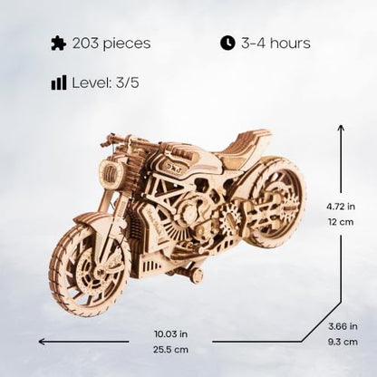 Wood Trick Motorcycle 3D Wooden Puzzles for Adults to Build