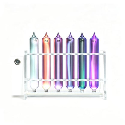 6‑Tube Rare Gas Glow Demonstration Set, He Ne Ar Kr Xe N2 Spectrum Glow Tube for Physics Science Lab Teaching Experiment Display, for Science Education, Collection, Display, Teaching