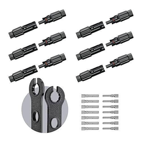 BougeRV 12 PCS Solar Connector Solar Panel Cable Connectors Solar Panel Connectors Kit Solar Connector with Spanners IP68 Waterproof 6 Pairs Male/Female (8AWG) - size: 6 Pairs 8AWG Male/Female & 1 pair of spanners
