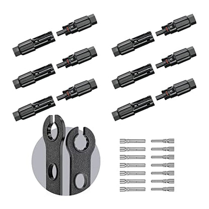 BougeRV 12 PCS Solar Connector Solar Panel Cable Connectors Solar Panel Connectors Kit Solar Connector with Spanners IP68 Waterproof 6 Pairs Male/Female (8AWG) - size: 6 Pairs 8AWG Male/Female & 1 pair of spanners