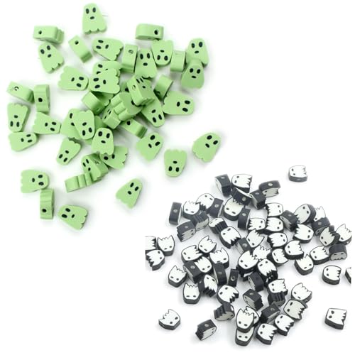 100 Pcs Polymer Clay Beads Mixed Heishi Spacer Beads Supplies for DIY Bracelet Earring Necklace Jewelry Making (Ghost) - color: Ghost