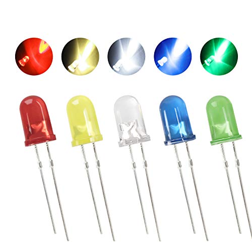 DiCUNO 5000pcs(5 Colors x1000pcs) 5mm LED Light Emitting Diode Assorted Kit