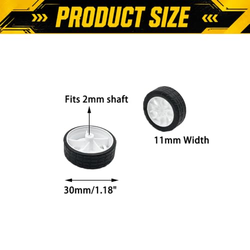 8PCS Toy Car Wheel RC Car Rubber Tire Wheel with Metal Shaft Axles for RC Car Truck Robot DIY Model Car Building Parts (2x30mm) - style: 2x30mm