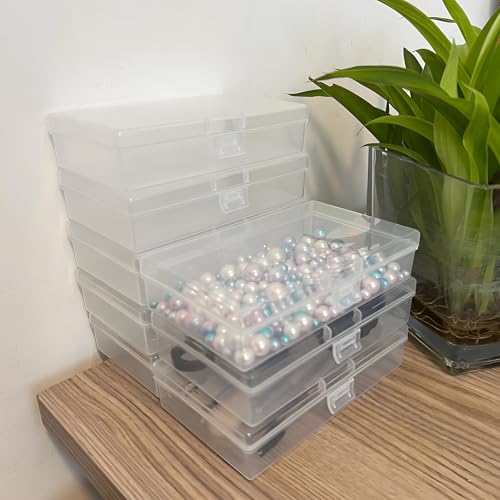 8 Pcs Plastic, Mini Clear Bead Storage Boxes with Hinged Lid and Rectangular Clear Craft Storage Boxes, Jewelry and Organizer,Nail Tool Box,Circuit board storage(8, 5.3" x 3.1" x 1.2") - size: 8 Pieces Same Size