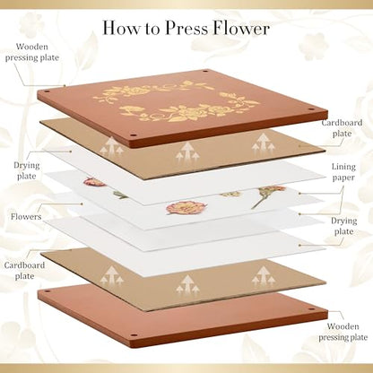 Aboofx Flower Press Kit for DIY Journal Bookmark Frame, 10" x 10" 10 Layers Wood Flower Pressing Kit with Storage Bags for Dried Flowers Plant Wedding Bouquet Preservation Kits, Gift for Craft Lovers - size: 10"x10"