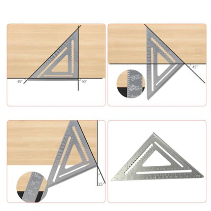 12 Inch Aluminum Rafter Square - Double-Sided Engraved Scales, Precision Carpentry Tool for Woodworking, Roof Pitch & Angle Marking - style: 12 Inch