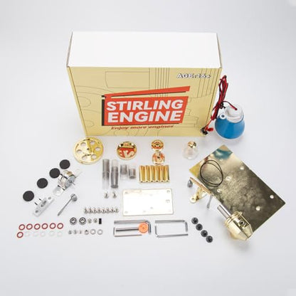 Hot Air Stirling Engine Model Kit, DIY Assembly Metal Balance-Style Stirling Engine Kit with Light Bulb, Sterling Engines Building Set, Christmas Birthday Gift Collectible - style: Type 2