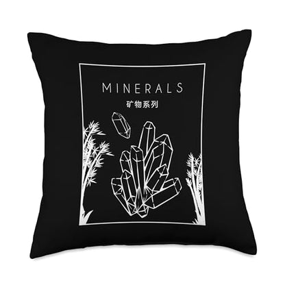 Best Rocks And Minerals Kit Guide Collection Gifts Chinese Hanzi Geologist Mineral Collector Throw Pillow, 18x18, Multicolor - size: 18x18