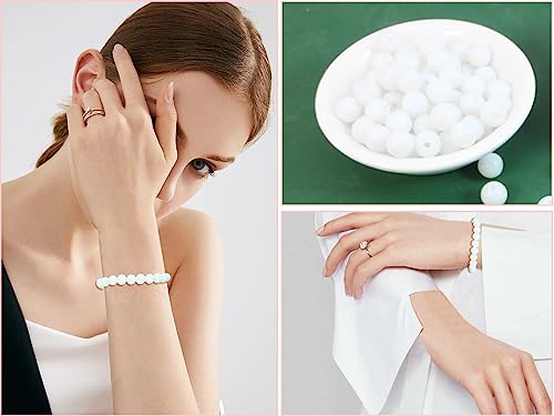8mm Snow White Glass Beads Kit 650pcs for Jewelry Making - size: 8mm White #361