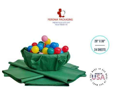 Holiday Green Tissue Paper Squares, Bulk 24 Sheets, Premium Gift Wrap and Art Supplies for Birthdays, Holidays, or Presents by Feronia packaging, Large 20 Inch x 30 Inch - color: HolidayGreen