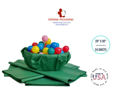Holiday Green Tissue Paper Squares, Bulk 24 Sheets, Premium Gift Wrap and Art Supplies for Birthdays, Holidays, or Presents by Feronia packaging, Large 20 Inch x 30 Inch - color: HolidayGreen