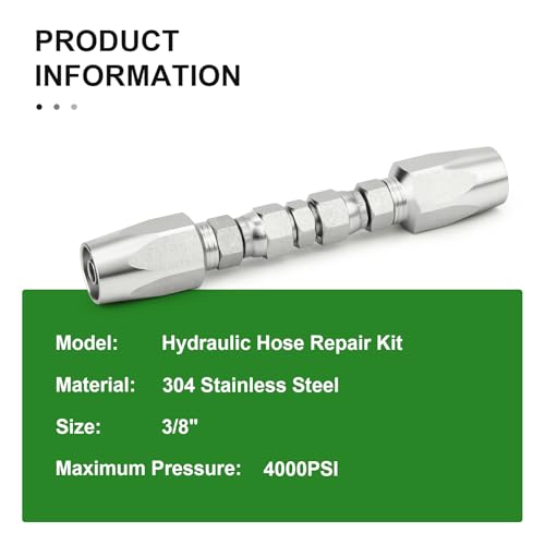 TAISHER 2PCS Hydraulic Hose Repair Kit 3/8" Reusable Fittings, 2-Wire Size #06 Field Repair Kit - size: 3/8 Inch