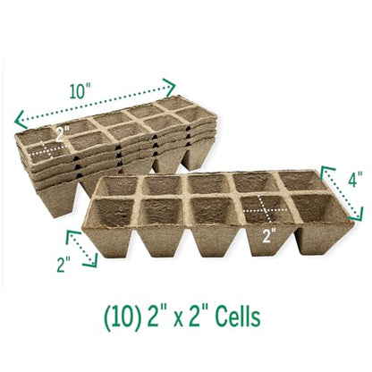 Jiffy Seed Starting Tray - Biodegradable, Plant Germination Cells - 20 Strips (200 Cells) - Peat - color: 20 Strips (200 Cells Total)