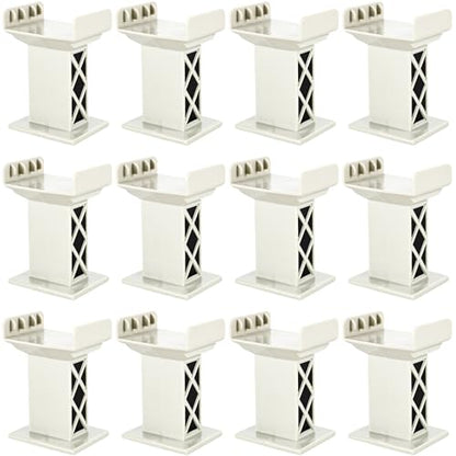 12 Pcs Train Bridge Pier Level Wooden Train Bridges Support Train Bridge Track Riser Accessories Compatible with All Major Train Set, Grey