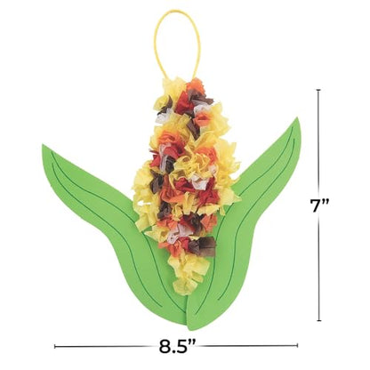 Fun Express Crinkle Tissue Paper Corn Craft Kit - Makes 12 - No Glue Needed - Fall Crafts for Kids