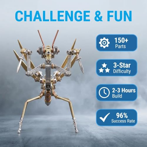 Steampunk Mantis 3D Metal Puzzle Model Mechanical Kits 150+ Parts 2-3 Hours Build No Glue Metal Craft Cool Geek Decor Gift for Adults Men Collectors (Mantis) - style: Mantis