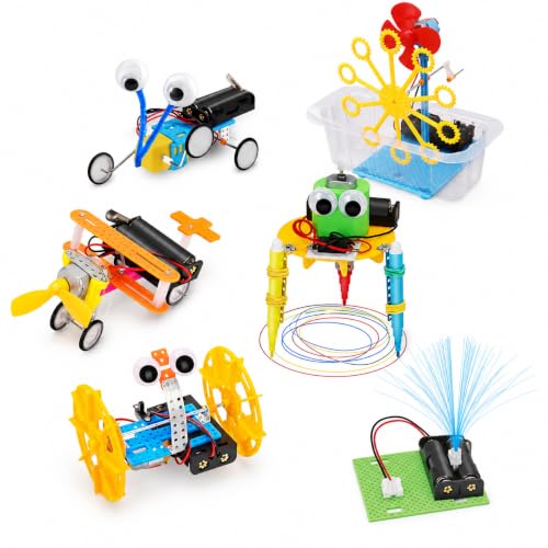 NewFamily 6-in-1 STEM Robot Kit for Kids Ages 8-12, DIY Robot Building Science Kit with Engineering Projects and Motorized Activities, Educational STEM Toys for Boys Girls, Birthday Gift