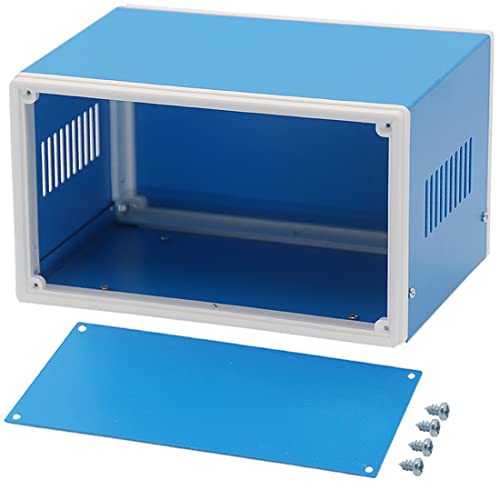 Zulkit Electronic Enclosures Blue Metal Enclosure Project Case DIY Box Junction Case Enclosure Preventive Case 8.3x7.1x5.5inch (210x180x140mm) - size: 8.3" x 7.1" x 5.5"