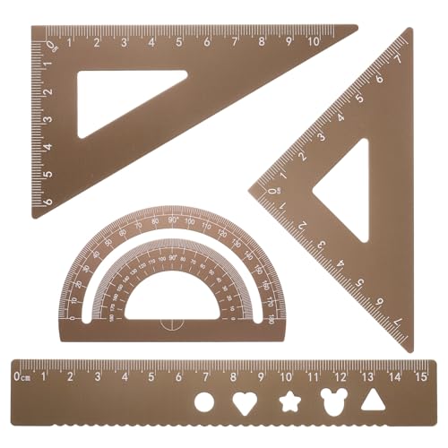 HARFINGTON 4pcs Triangular Ruler Set 15mm Aluminum Geometric Protractor Triangle Engineering Scale Drafting Ruler Kit for Office Home, Gold - color: Gold, size: 15mm