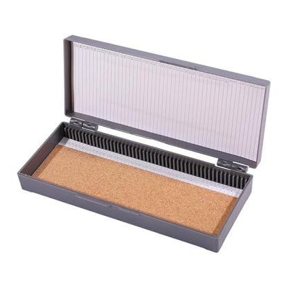 50 Place Microscope Slide Storage Box Plastic Microscope Slide Set with Cork Mat for Experiments Analyses Science, Gray, 7.75×3.46×1.26 inch