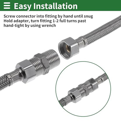 304 Stainless Steel Pipe Fittings 1/4"BSPT Male Hex Nipple Adapter 4 Pcs - size: 1/4"BSPT