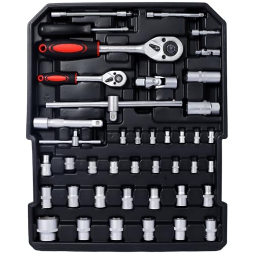 969-Piece Professional Home Repair Tool Kit with Rolling Aluminum Toolbox, 4 Drawers, Wrenches, Sockets, Screwdrivers & More – Complete Tool Set for Home, Garage, DIY, Handyman,Black - color: Black