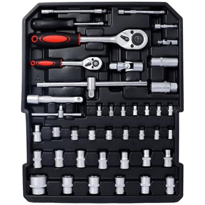 969-Piece Professional Home Repair Tool Kit with Rolling Aluminum Toolbox, 4 Drawers, Wrenches, Sockets, Screwdrivers & More – Complete Tool Set for Home, Garage, DIY, Handyman,Black - color: Black