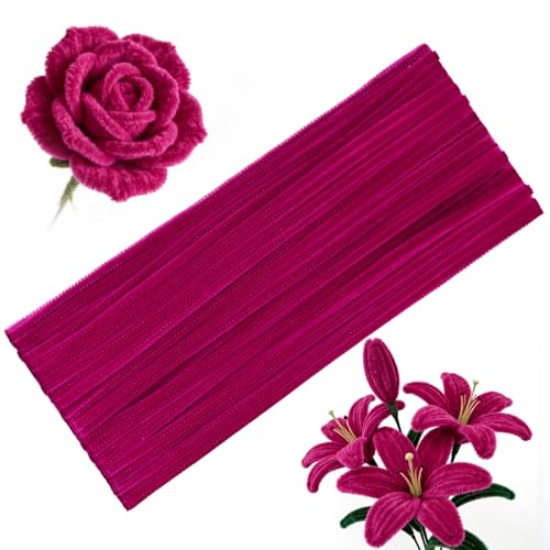 100 Pcs Pipe Cleaners Bulk Craft Suppies Deep Rose Red Pipe Cleaners - color: Deep Rose Red