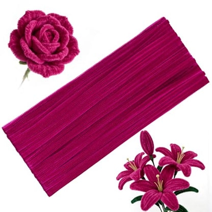 100 Pcs Pipe Cleaners Bulk Craft Suppies Deep Rose Red Pipe Cleaners - color: Deep Rose Red