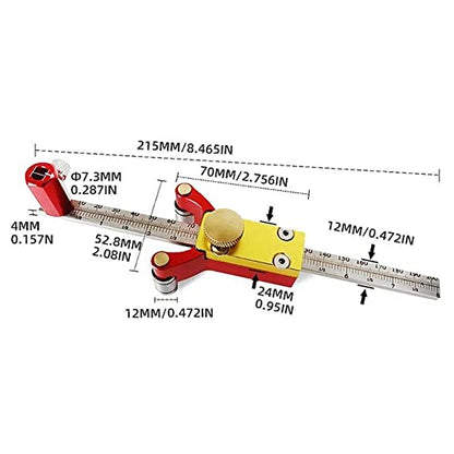 Latest Models Multifunctional scribing Ruler Parallel line Drawing Tool Gauge with Straight line arc Measurement DIY Woodworking scribing Tool