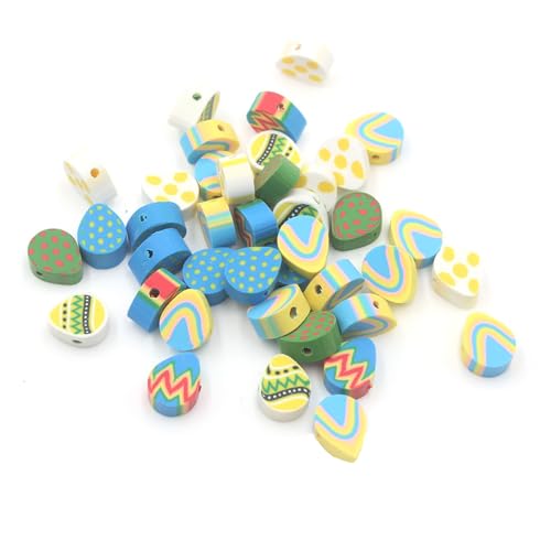 100 Pcs Easter Egg Polymer Clay Beads Mixed Heishi Spacer Beads Supplies for DIY Bracelet Earring Necklace Jewelry Making - color: Egg