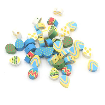 100 Pcs Easter Egg Polymer Clay Beads Mixed Heishi Spacer Beads Supplies for DIY Bracelet Earring Necklace Jewelry Making - color: Egg
