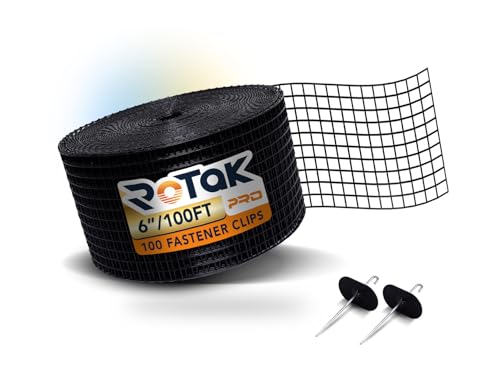 ROTAK Critter Guard PRO - 6in x 100ft Solar Panel Bird Prevention Roll Kit with 100 Fastener Clips - Heavy Duty Galvanized Black PVC Coated ½ inch Wire Roll Mesh (6" PRO + 100 Clips) - size: 6" x 100' with 100 Fastener Clips