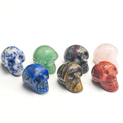 7pcs 1 inch Natural Crystals Skulls Mineral Gems Ghost Head Polished Carved Reiki Healing Gift Desktop Home Decor Stone Crafts Statues (Natural Crystal Skull- random7pcs) - color: Natural Crystal Skull- Random7pcs