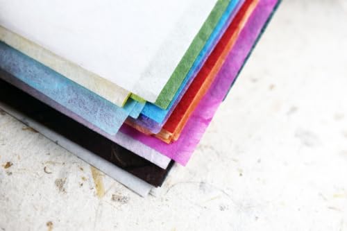 A4 Size 65 Sheets Handmade Mulberry Thin Unryu Fiber Art Tissue for Origami, Colors & Natural Fiber Designs for Origami, Scrapbooking, Card Making, Journals, Decoupage (A4 Size / 8.27 × 11.69 in) - color: A4 size / 8.27 × 11.69 in