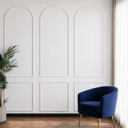 3 Set Arch Peel and Stick Wall Molding Kit, Premade Wainscoting Panels - color: white 64''x24''