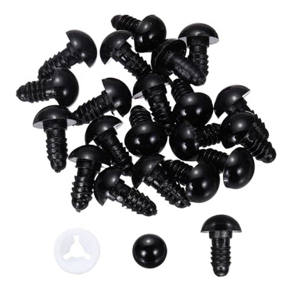 PATIKIL 12mm Safety Eyes, 20 Pcs Plastic Craft Eyes with Protective Film with Washers for Stuffed Animals Crochet Toys Dolls DIY Craft Making, Black - size: 12mm
