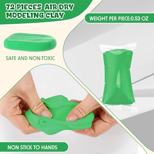 VioraWhite 72 Pcs 38oz Air Dry Clay Bulk Modeling Clay,Emerald Green - color: Emerald Green