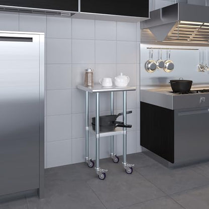 AmGood 20 in. x 20 in. Stainless Steel Work Table with Wheels | Metal Kitchen Food Prep Table | NSF - size: 20 in. Long x 20 in. Deep with Wheels