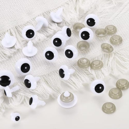 uxcell 50 Pcs Safety Eyes for Crocheting, 12mm Plastic Crochet Eyes Round Craft Eye with Washers for DIY Arts Crafts Stuffed Animals Bears Making, White - size: 12mm