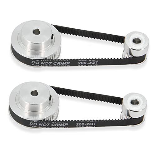 2PCS Set GT2 Synchronous Wheel 20&48 Teeth 5mm Bore Aluminum Timing Pulleys with 2PCS Length 200mm Width 6mm Belt (20-48T-5B-6) - style: 20-48T-5B-6